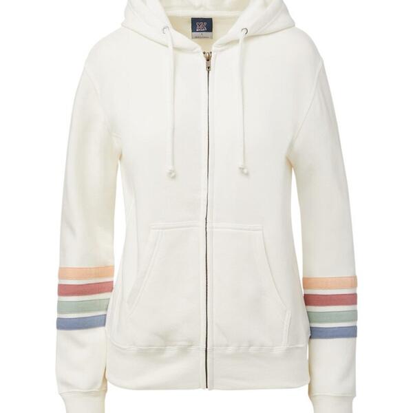 Women's Striped Sleeves Full-Zip Hooded Sweatshirt Thumbnail