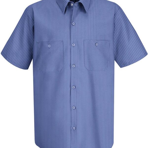 Men's Industrial Stripe Short Sleeve Work Shirt Thumbnail