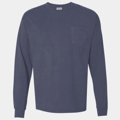 Unisex Garment-Dyed Long Sleeve T-Shirt With a Pocket Thumbnail