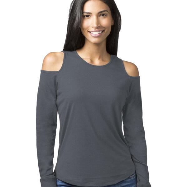 Women's Cold Shoulder Long Sleeve T-Shirt Thumbnail