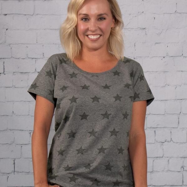 Women's Star Print Scoop Neck Tee Thumbnail