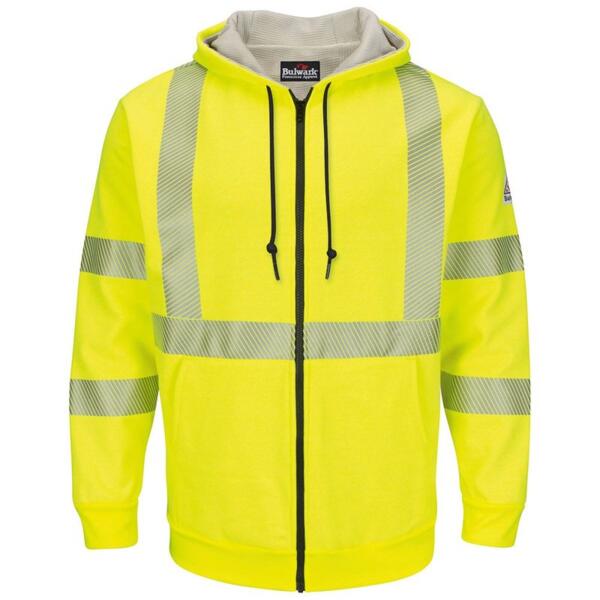 Men's Hi-Visibility Zip-Front Hooded Fleece Sweatshirt with Waffle Lining Thumbnail